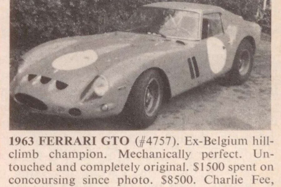 "A vendre : vraie Ferrari 250 GTO, 8500 $"