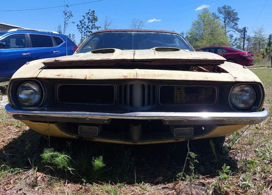 This 1974 Plymouth Barracuda Left to Rot on Private Property Is Still Fully Original